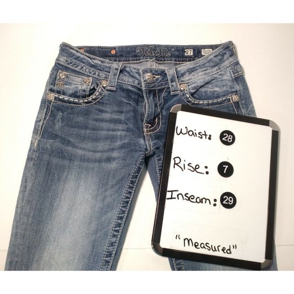 Miss Me Jeans Womens Size 27 JE80435L Skinny Rhinestone Stretch Cross 28x29 - Picture 4 of 6